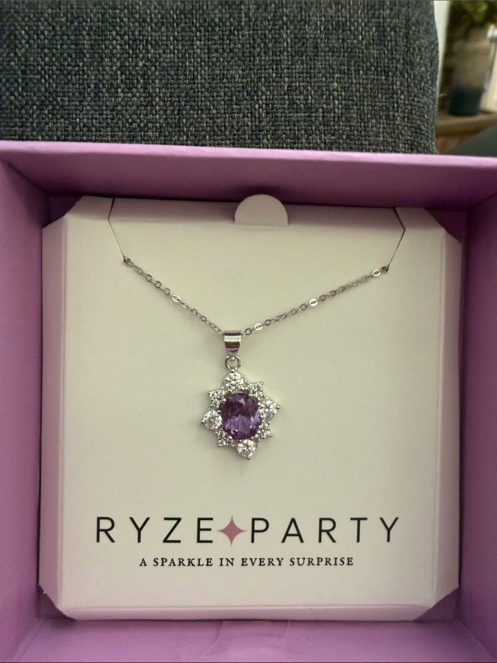 Ryze Party .925 Silver Necklace with Purple Center Stone